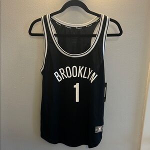 NWT- Fanatics Brooklyn Basketball Jersey- Black and White Sz M